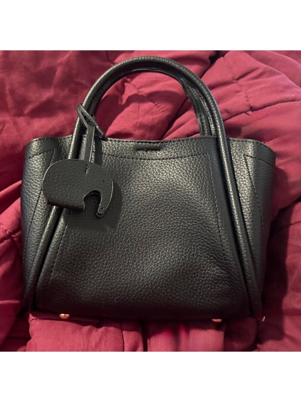 Crossbody Purse for Women Black Vegan Leather Mini Handbag with Top Handle